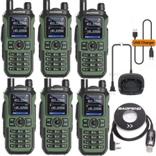 6X Baofeng UV-21 Pro V2 Walkie Talkie Long Range Tri-Band FM 2 Way Ham Radio Kit