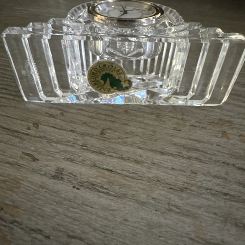 Vintage Waterford Crystal Ireland Small Quartz Mantel Clock Works 4” L x 2.5” T - Picture 3 of 17