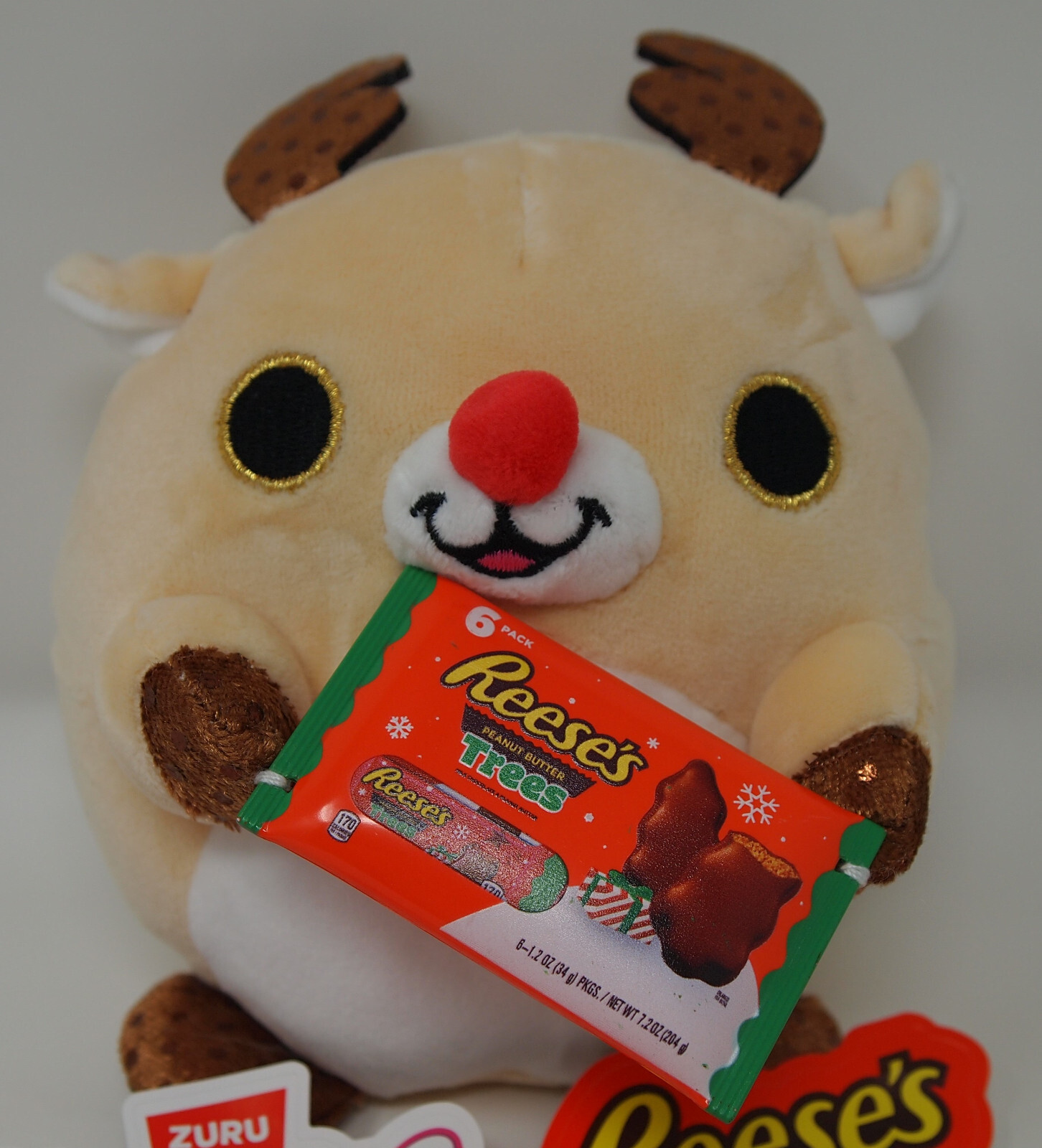 BRAND NEW Zuru SNACKLES Christmas Rudi Reindeer 5" Stuffed Plush Reese's