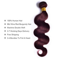 Burgundy 99J Body Wave 100 Virgin Human Hair Extension One Bundle