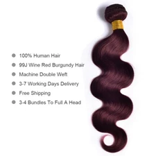 Burgundy 99J Body Wave 100 Virgin Human Hair Extension One Bundle