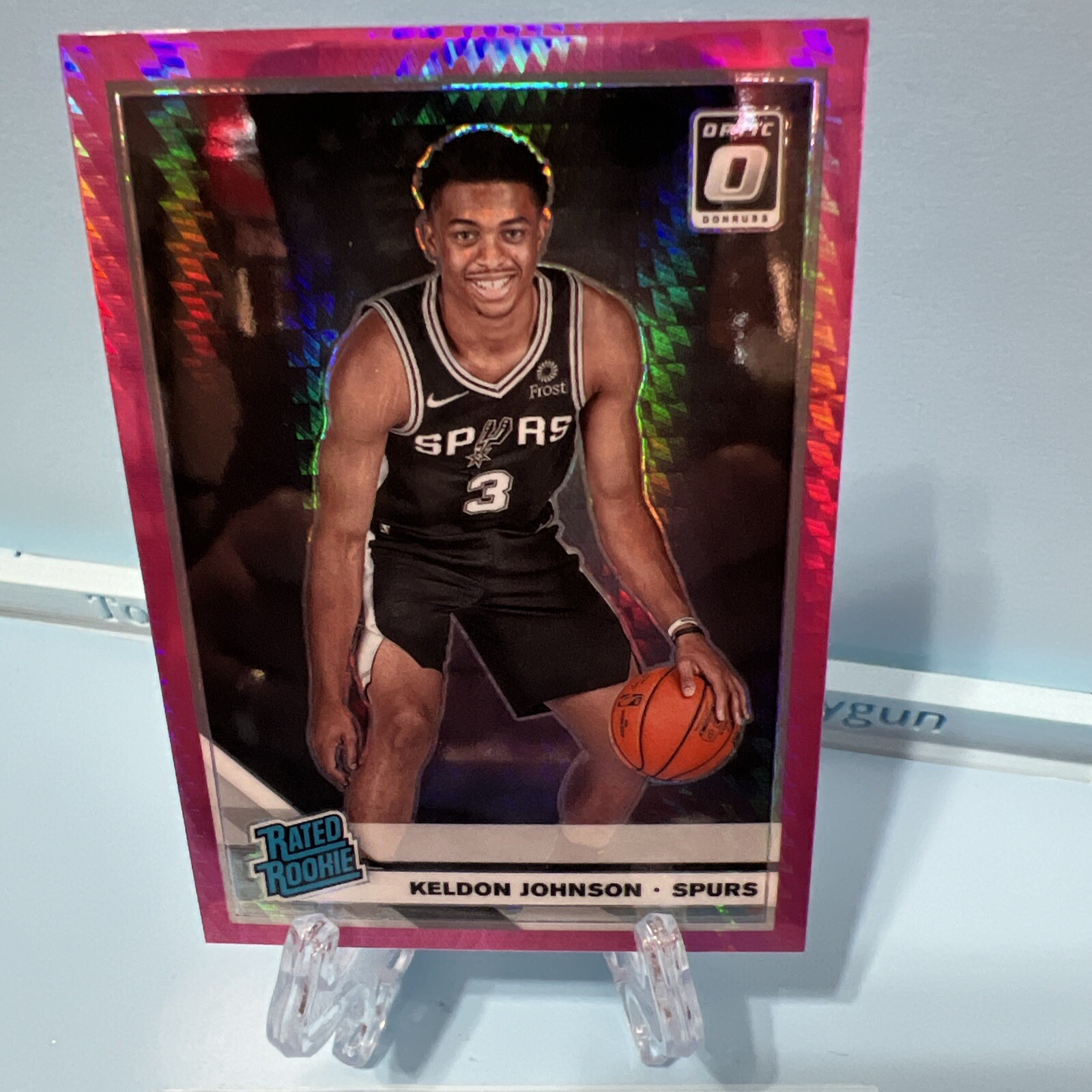 Keldon Johnson RC Pink 2019-20 Optic Pink Hyper Prizm Rated Rookie No. 186