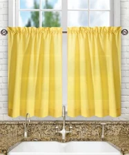 Stacey Sheer Tailored Tier Pair Curtains 56" X 45" Ye