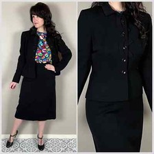 Vintage 1940s/50s Black Wool 2-Piece Skirt Suit - 25" Skirt Waist