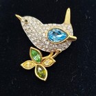 Signed Retired SWAROVSKI Crystal Blue Green Colorful Bird Robin