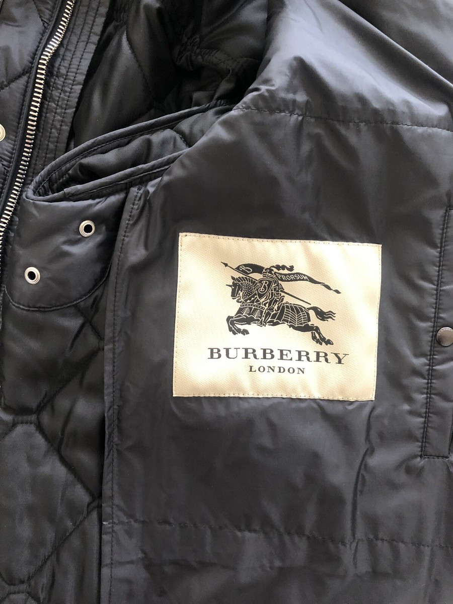 BURBERRY London Men's Black Leather Panel Quilted Jacket BURBERRY London Men's Black Leather Panel Quilted Jacket