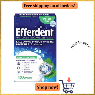 Efferdent Retainer Denture Cleaning Tablets 126ct   Mint Fresh Clean