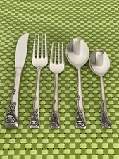 Noritake ROSETTA Stainless 18-8 Satin Rose Japan NTK Smart Choice Flatware B14G