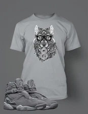 Pro Club Shaka Sport Tee Shirt to Match J8 Cool Gray Sneaker Graphic Wolf Tee