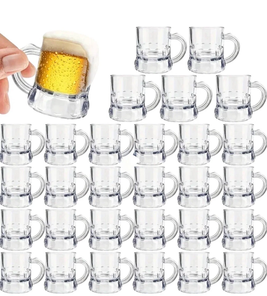 12x Mini Beer Mugs Shot Glasses Beer Glasses Plastic Beer Mug Shot Tasting