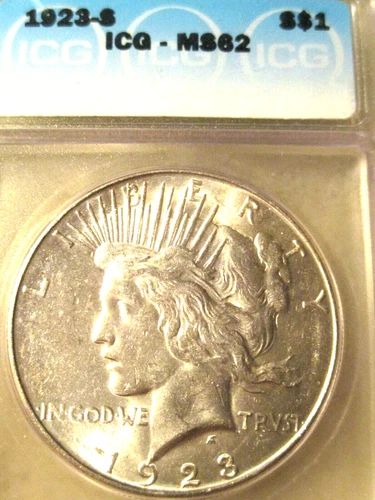 1923-S PEACE SILVER DOLLAR MS62 ICG "MIRROR FINISH"