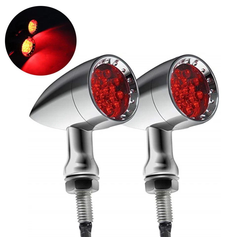 4X Motorcycle LED Chrome Bullet Blinkers Turn Signal Tail Lights For Harley Dyna - Image 2 of 4