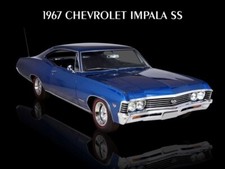 1967 Chevrolet Impala Ss In Blue New Metal Sign Beautiful Restoration