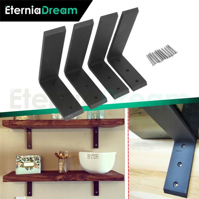 4 Heavy Duty Black Steel 6 X8 Countertop Support Brackets Corbel