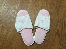 Women's Plush Soft Open Toe Terry Spa Slide Slippers AS IS