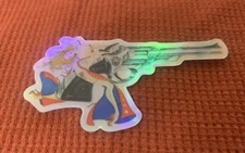 LA GUNS: Cocked & Loaded Prismatic Vinyl Sticker/Decal 4x2” TRACII Guns N Roses