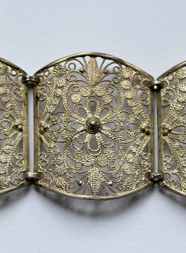 Antikes Armband Silber 835 Blumen breit (!) Vintage Trachten Friesenschmuck - Bild 4 von 4