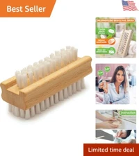 Nail Cleaning Brush Non-Slip Wooden Hand Scrubber Double-sided Heavy-duty for...