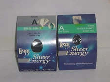 (2)  Leggs Sheer Energy Sheer Pantyhose - Medium Leg Support - Off Black A 60826