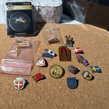 Vintage International Enamel Pin Lot Flags Travel Souvenir 16pc USSR