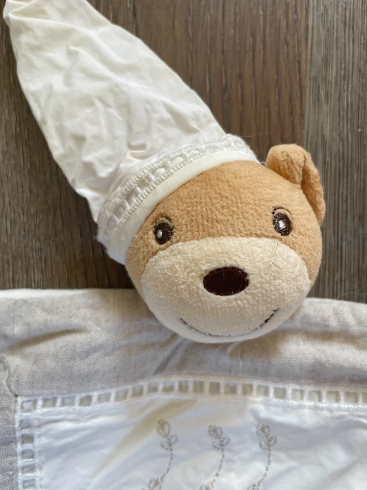 Kaloo Tan Teddy Bear w Hat Security Blanket Lovey 11" Knotted Plush Baby Toy - Image 2 of 4