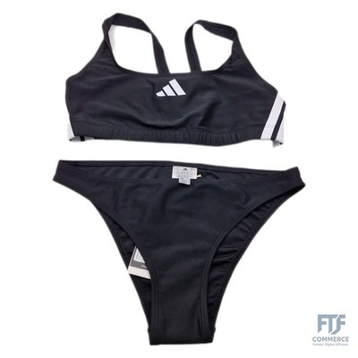 adidas Damen 3 40 Stripes V-Back Bikini, Black/White, 40