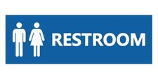 1 Pack Medium Blue Unisex Restroom Sign, Basic, Wall, Door, Bathroom, Office