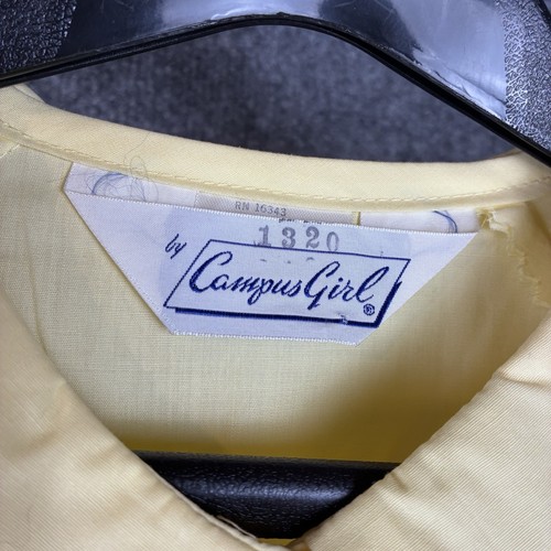 VTG 1960’s Campus Girl Womens Robe Housecoat Yellow Button Lace Bow Pocket NEW - Picture 10 of 12