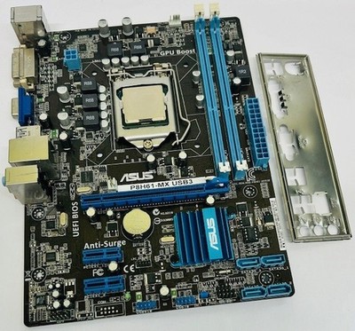 Asus P8H61-MX USB3 Sockel 1155 DDR3 Mainboard, Intel Pentium CPU & I/O Platte