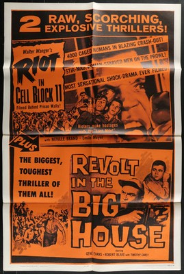 Riot in Cell Block 11 Revolt in the Big House 1950s Double Bill Poster 27x41