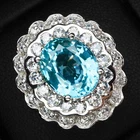 Seafoam Green Paraiba Tourmaline Oval 4.40Ct 925 Sterling Silver Handmade Rings