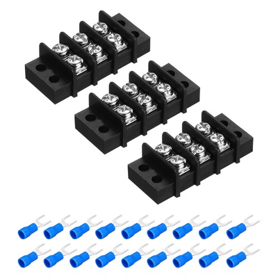 #ad #ad 3Pcs Terminal Block 300V 20A Dual Rows 3P PA66 with 18Pcs 16A Fork Connectors $16.38