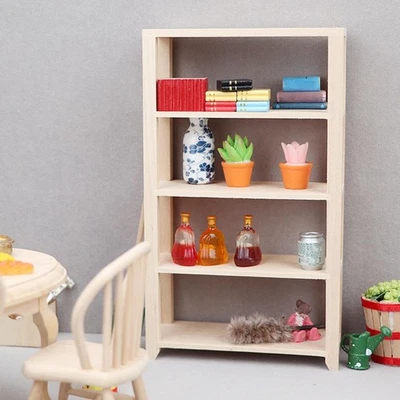 Étagère de rangement en bois pour maison de poupée, Mini bibliothèque pour - Photo 1/4
