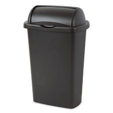 Large Kitchen Trash Can, 13 Gallon Plastic Garbage Bin with Roll Top Lid, Black