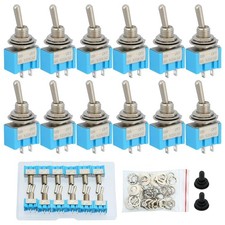 12 PCS SPST Toggle Switch ON/Off 2 Pin 2 Position 6A 125V Miniature Small Mini S