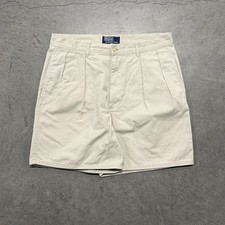 Polo Ralph Lauren Men's Khaki Pleated Chino Shorts Size 32 Classic Casual 90s
