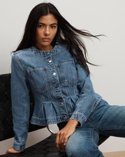 Veronica Beard Zahara Peplum Denim Jacket 468 Size S