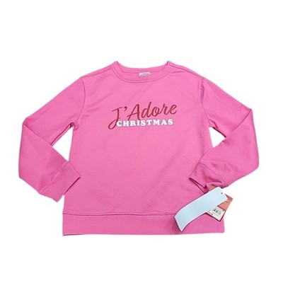 Wondershop Girls I Adore Christmas Holiday Pullover Sweatshirt Medium Sz 8 Pink