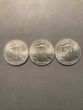 Lot of 3 - 2009,2015 & 2016 - 1 oz .999 Fine Silver American Eagle $1 Coin BU