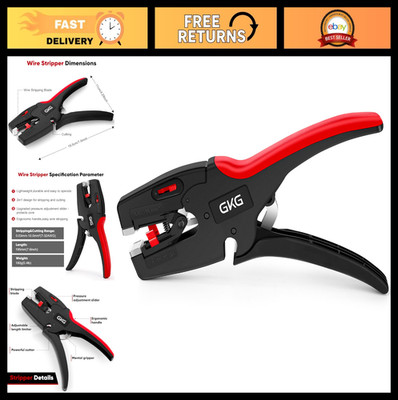 Automatic Wire Stripper & Cutter, 2-in-1 Adjustable Tool for 7-32AWG, Self-Adjus