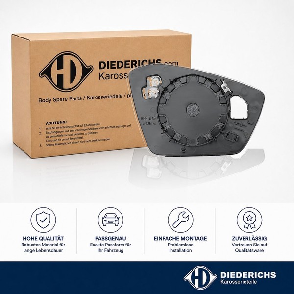 Spiegelglas Aussenspiegel Links Diederichs 7842127 FÜR Skoda Ersatzglas Spiegel-image