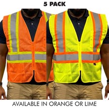 5 Pack of Class 2 Hi Vis Reflective Safety Vest Two Tone ANSI Work