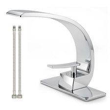Bathroom Sink Faucet Modern Single Hole 1-Handle Faucet, Chrome Solid Brass F...