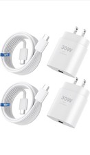 2-Pack 30W USB-C Fast Wall Chargers w/ 10 ft USB-C Cables White
