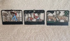 Vintage Silhouette Picture Advertising Vernon Co Iowa USA Wall Plaque Set Of 3