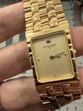 Orologio Tank uomo Wittnauer diamante accento rettangolare largo cinturino placca oro nuovo
