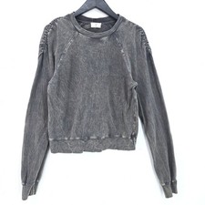 Anthropologie T.LA Ruched Long Sleeve Acid Gray Sweatshirt Women's Size Small