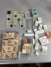 Mixed Lot Of 63 Wood Mounted /Rubber Stamps Many Different Brands And Options