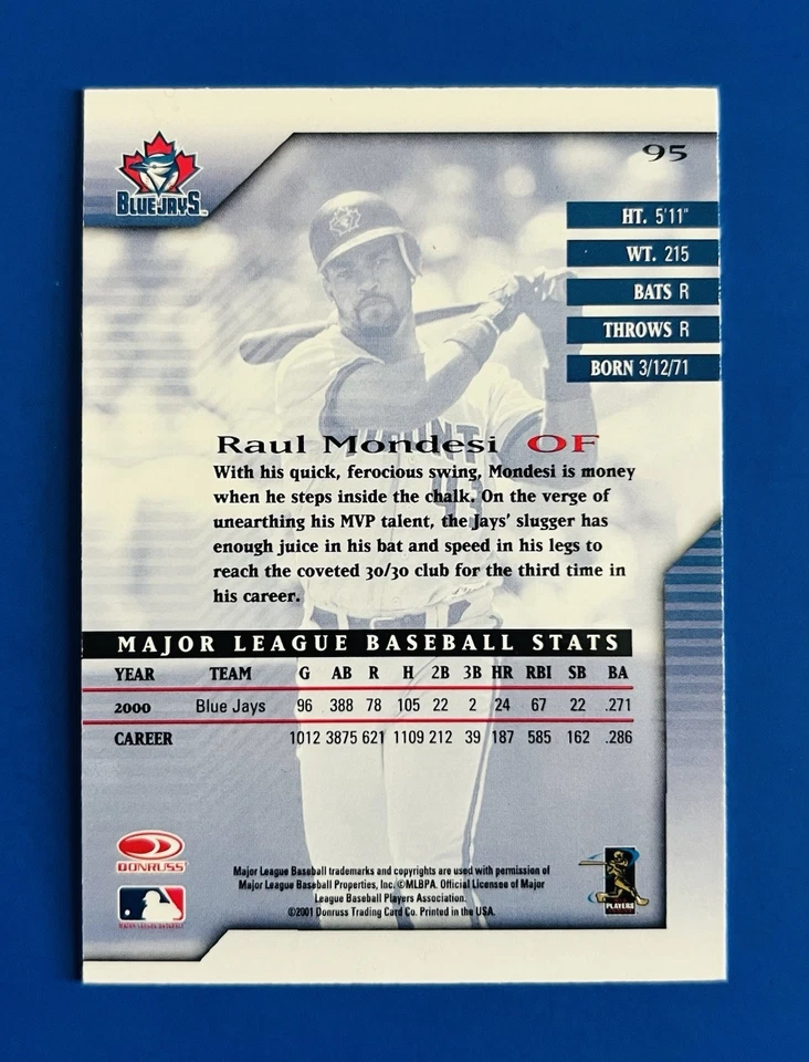 2001 Signature Series Raul Mondesi Hawaii Trade Conference Card #95; #d/25 Rare! - Image 2 of 2