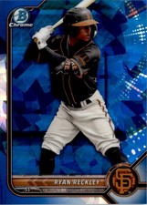 Ryan Reckley 2022 Bowman Draft Chrome Sapphire #BDC-108 San Francisco Giants